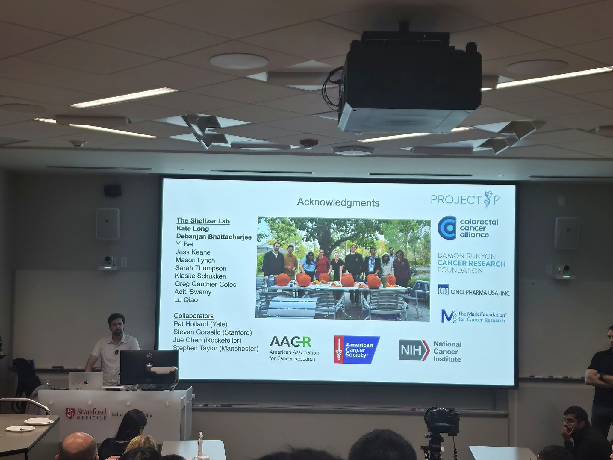 Acknowledgments slide at Jason Sheltzer's Stanford Medicine seminar
