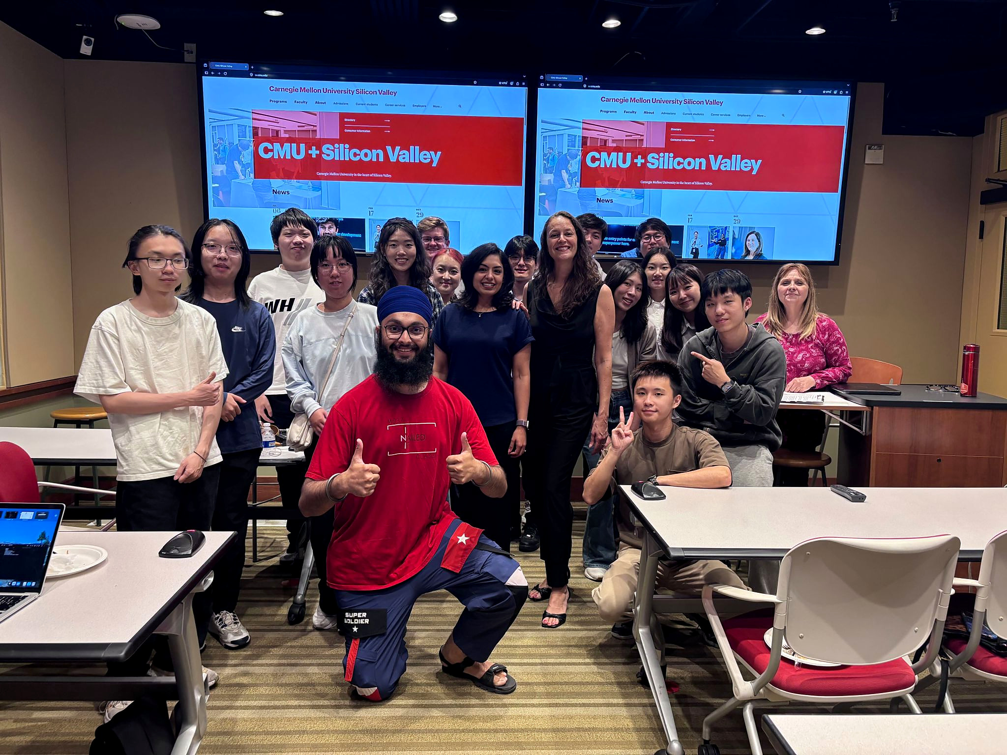 Tanish Singh Rajpal with Arushi Grover and attendees after an INI alumni talk at CMU Silicon Valley